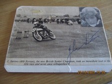 JOHN SURTEES MOTOR CYCLE GP F1 WORLD CHAMPION - Signed magazine cutting on card