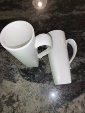 Pausa tall White Ceramic Dinnerware Set 2 Cups Mugs, 15cm