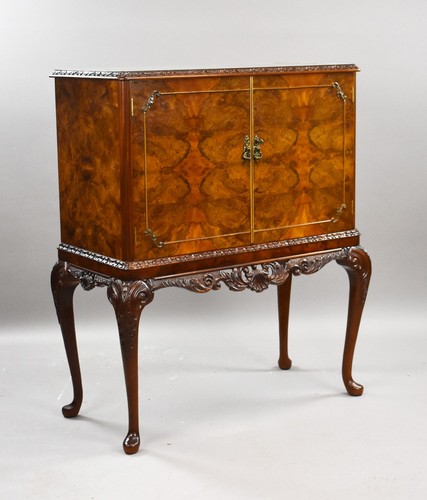 Antique burr walnut cocktail - walnut,