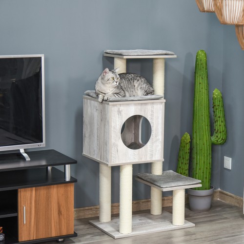 113cm cat tree wooden tower - 113cm,