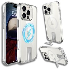 Clear Hard PC Case For Apple iPhone 16 Pro Max Plus MAGSAFE Magnetic Stand Cover