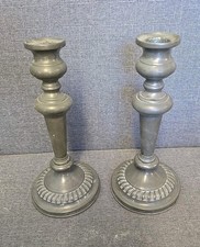 Vintage Pewter Candlesticks / Candle Holders - Set of 2 - 25cm
