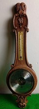 Vintage Weathermaster Barometer Banjo Style Thermometer Carved Oak