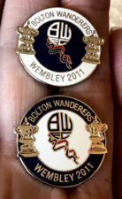 SET OF 2 BOLTON WANDERERS WEMBLEY 2011 CUP SEMI FINAL ENAMEL PIN BADGES