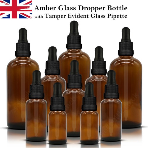 Amber glass dropper - amber,