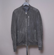 ALL SAINTS Suede Leather Jacket EXTRA LARGE Mens Grey XL Biker Bomber KEMBLE