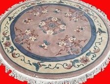 A DAZZLING OLD HANDMADE TRADITIONAL CHINESE ORIENTAL ROUND RUG (215 x 215 cm)*