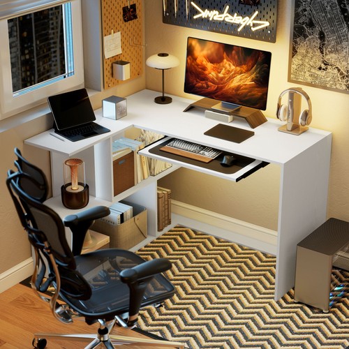 Shaped corner desk with - corner,