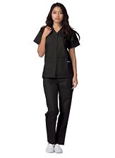 Adar 604 Double Pocket Snap Front Scrub Top NHS Hospital Nurse - Black - 5XL