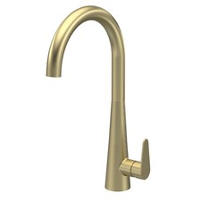 Nuie Samir Brushed Brass Mono Kitchen Sink Mixer Swivel Tap Single Lever Handle
