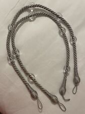 LAURA ASHLEY Large Tie backs - Grey - Twisted Rope With Glass Beads - Immaculate