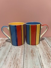 2 X WHITTARD OF CHELSEA CERAMIC MULTICOLOURED HAND PAINTED COFFEE/TEA MUGS