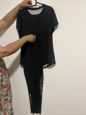 Women’s Sportswear Set - Size S - Black with Leopard Print - New Without Tags