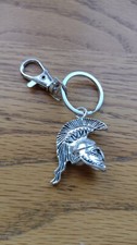 3d Helmet Charm Silver Coloured Keyring  & Lobster Clasp 