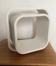 Pair Retro White Cube Wall  Mounting Shelves Kitchen Bathroom Display Storage