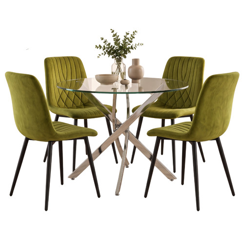 Oira homes round glass dining - glass,