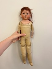 Vintage 1920s Germany Heubach 275 Rexine Body Girl Doll 17 inches