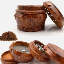 40mm Dark Brown Wooden 4 Part Metal Grinder Tabacco Spice Crusher Sharp Teeth