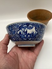 Chinese Kangxi Blue And White Bowl As Found C19th 4 Character Mark