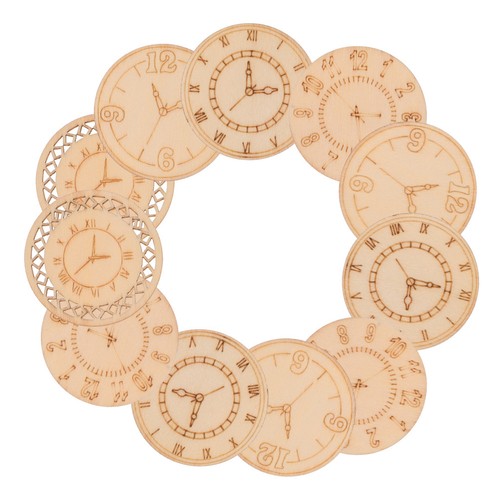 Wooden clock cutouts 16pcs - clock,