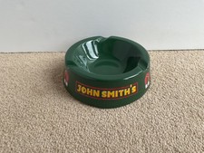 John Smith’s Bitter Ceramic Ashtray Pub Bar Round Green Ale Vintage