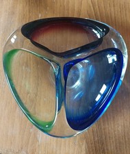 Murano Glass Sommerso Three Colour Ashtray  / Trinket Dish .. Martian Eye