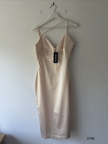 Boohoo satin midi dress blush - boohoo,