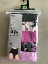 marks and spencer 5 Pack Full Brief Cotton Lycra Knickers Size 12 Multi