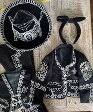 Complete Kids Charro Outfit Mexican Costume Set w/ Sombrero, Jacket, Pants, Vest