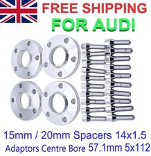 Offset Wheel Spacers 15mm 20mm Audi 5x112 57.1mm + Bolts - Customer Wrong Order