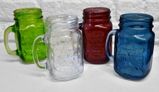 4 x Mason Style Glass Jar Mugs
