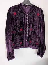 VELVET PURPLE JACKET, FESTIVAL, DECORATIVE EMBROIDERED STITCHING - NEW