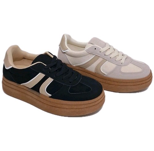 Ladies trainers beige black - beige, or