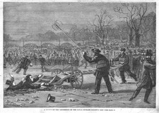 LONDON Rescue on the Serpentine by Royal Humane Society Men - Antique Print 1861