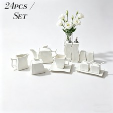 24 Piece White Ceramic Tea Set