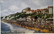 1962 Bournemouth Beach West, Vintage Colour Image Picture Postcard