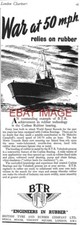 WW2 Advert B.T.R CUTLASS Motor Torpedo Boat MTB Rubber Bearings Print Ad 727/54