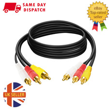 3 RCA Male to Plug Cable Lead PHONO Audio & Video Composite AV TV/DVD Wire UK