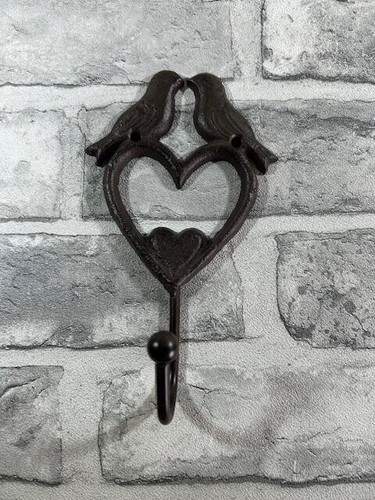 Single rustic cast iron hook - iron,