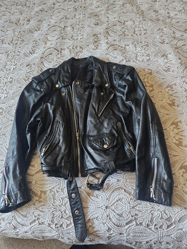 Real leather rocker biker