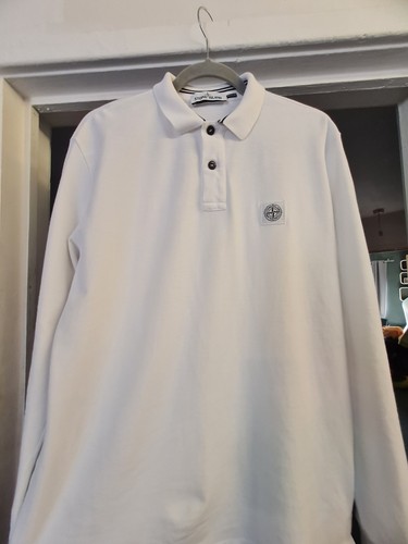 Stone island white long - long, sleeve