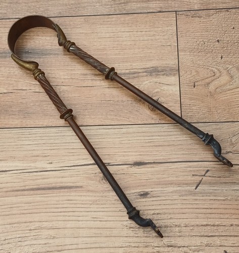 Vintage brass handled fire - brass,