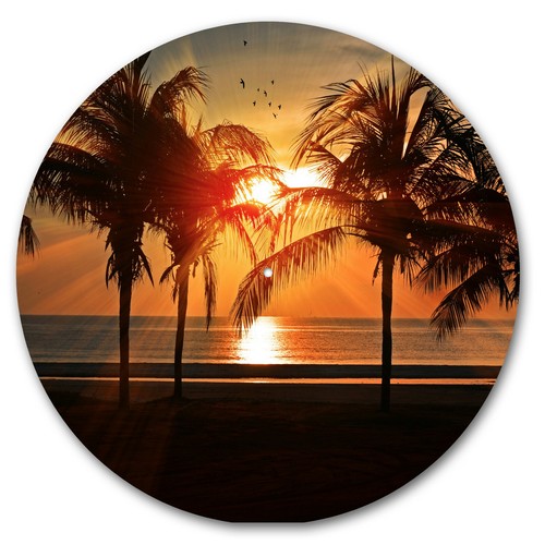 Sunset palm trees beach - beach, 12"