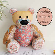 Memory Bear SEWING PATTERN, teddy bear sewing pattern, soft toy pattern, uk