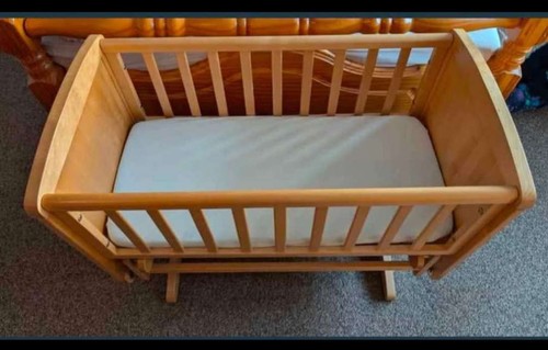 Solid oak rocking - oak, cradle