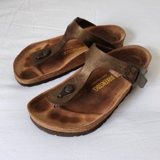 Birkenstock Womens Bronze Gizeh Thong UK 5 EU 38 Leather Flat Sandals Shoes