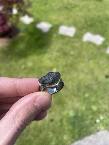 Raw moldavite ring 5mm - moldavite, o1/2