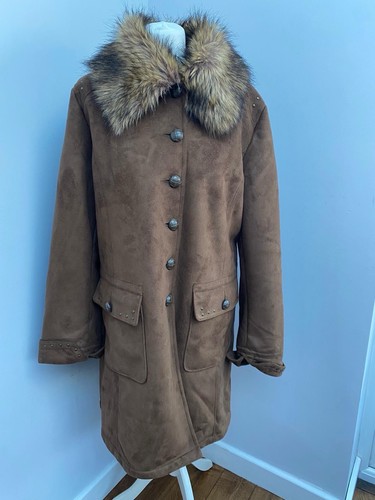 Y2k faux suede coat size - faux,
