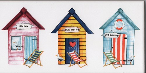 Beach hut ceramic border - ceramic,