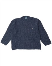 NORTH POLE Mens Crew Neck Jumper Sweater Medium Navy Blue Wool PX08